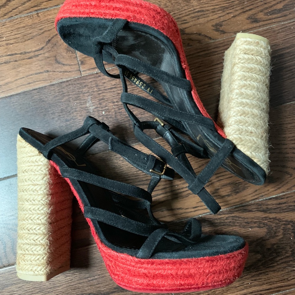 YSL Gypsy Espadrille Platform Strappy Heel Sandals